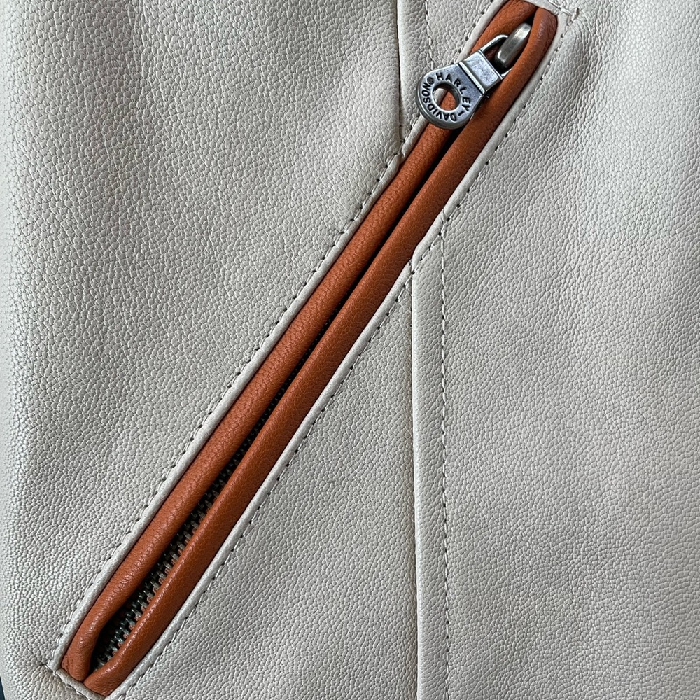 Harley Davison Orange / Blue / Cream leather jacket - Picture 9 of 16